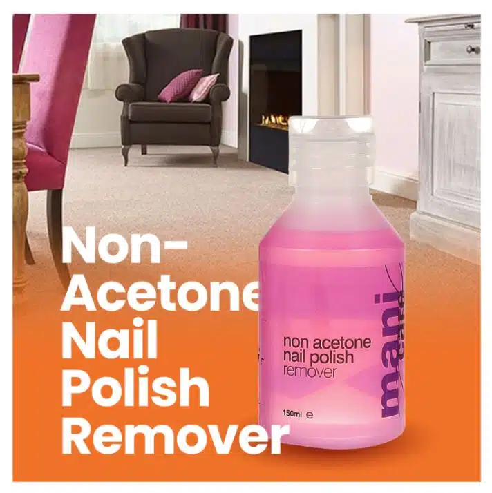 bottle of non-acetone nail polish remover on an orange background