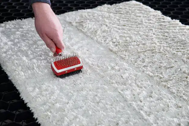 cleaning-wet-carpet-with-metal-brush-cleaning-service