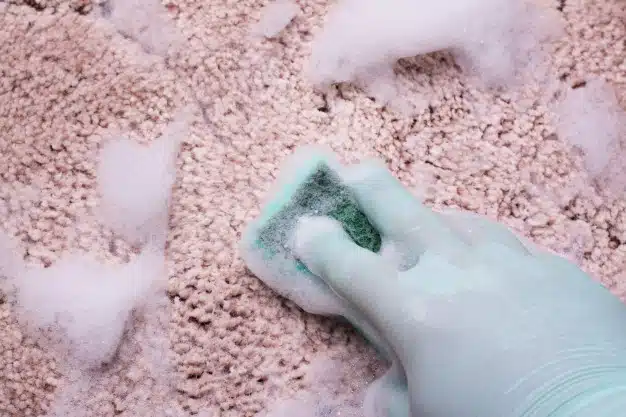 hand-green-glove-cleaning-carpet