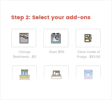 Step 2 of the cleaner booking form showing added extras