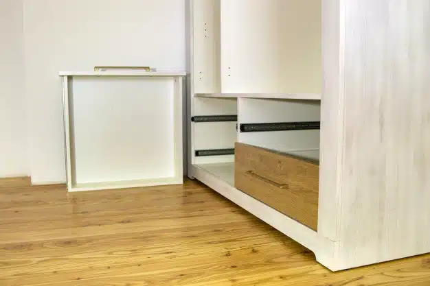 Installation wooden drawer cupboard cabinet