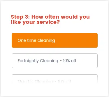 Step 3 of the booking form showing how often a service can be selected