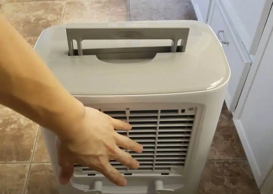 the back view of a frigidair dehumidifier